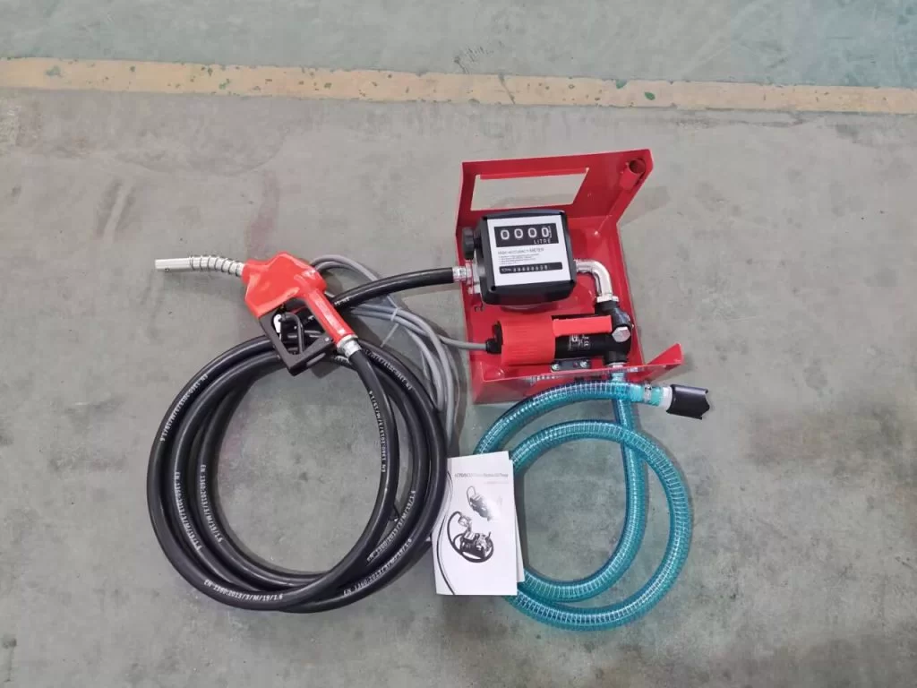 12V 200W DCFD60 Diesel Fuel Transfer Pump Kit with 11A Nozzle and Hose and FM-120 flow meter