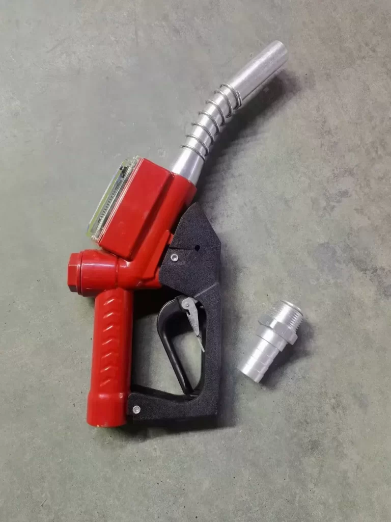 Red Aluminum BSP 1”15A Automatic Shut Off Fuel Nozzle With Turbine Flow Meter and coupling