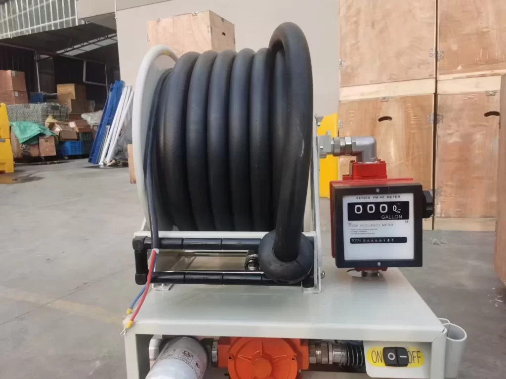 HRF1115 Fuel Hose Reel with 12v pump and flow meter and 1" 10m hose